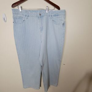 Old Navy Slim Wide Leg High Rise Striped Light Wash Stretch Jeans 18